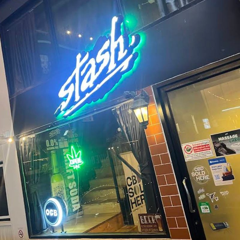Stash BKK Ari cannabis dispensary Bangkok — weed shop near Ari BTS at night